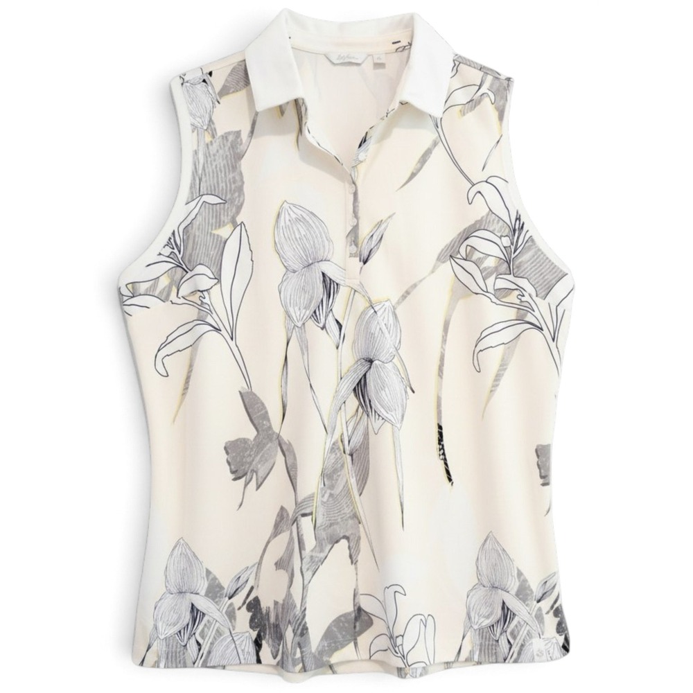 Lady Hagen Sleeveless Polo Top Womens XL Golfcore Grandmillennial Sporty Floral